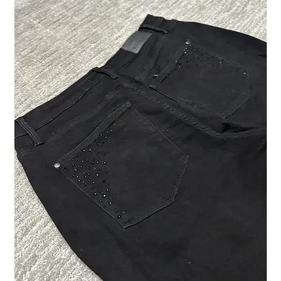 Judy Blue Jeans Womens 14W Black Slim Fit Rhinestone Studded Denim JB88509 - Picture 5 of 11